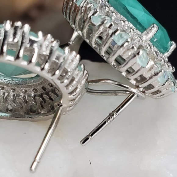 Sterling Silver 925 Earrings Natural Chalcedony Gem Designer Silversmith - Picture 5 of 11